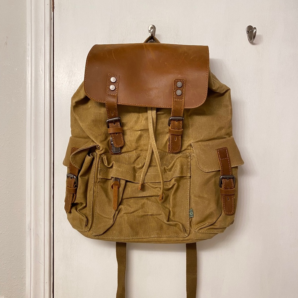 TSD Brand Canvas and Leather Backpack